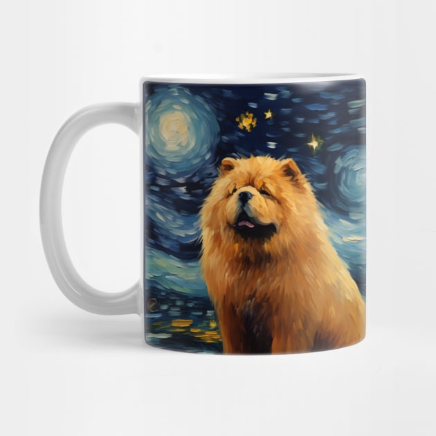 Chow Chow Painted in Starry Night style by NatashaCuteShop